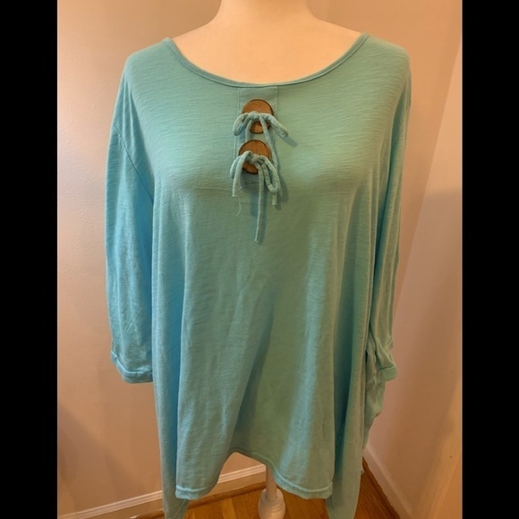 Kaktus teal cotton/poly top, size 16-18 - Picture 1 of 6